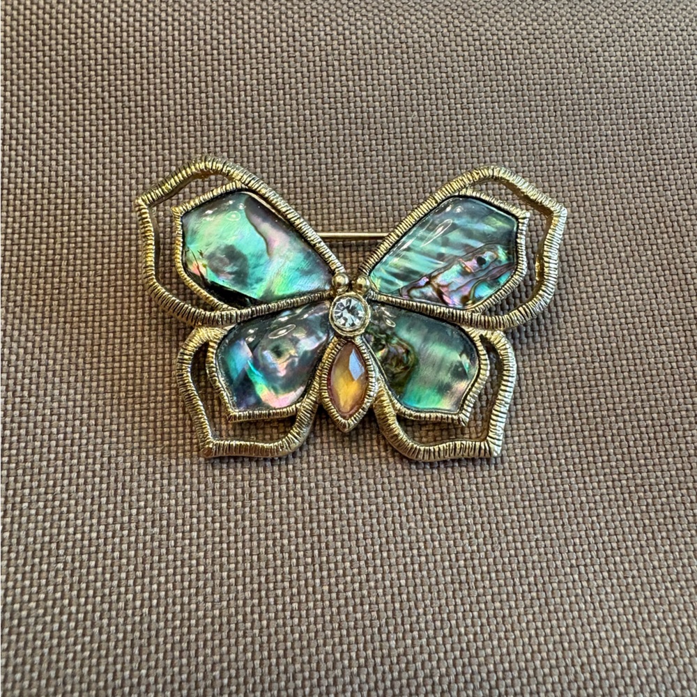 Vintage Abalone Butterfly Brooch